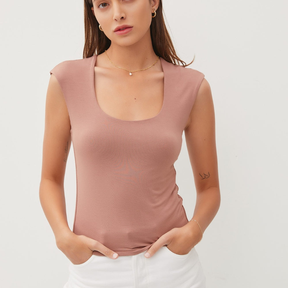 Be Cool Square Neck Cap Sleeve Tank