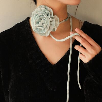 Camellia Flower Tie Choker Necklace