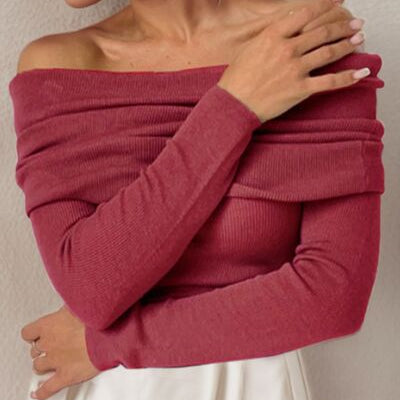 Off-Shoulder Long Sleeve Sweater